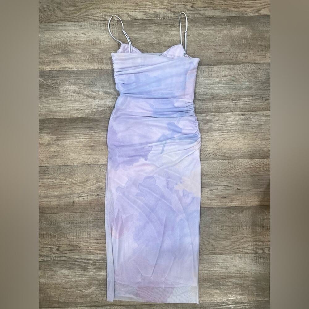 ZARA Blogger Fave Printed Ruched Midi Dress NWT - Picture 16 of 16